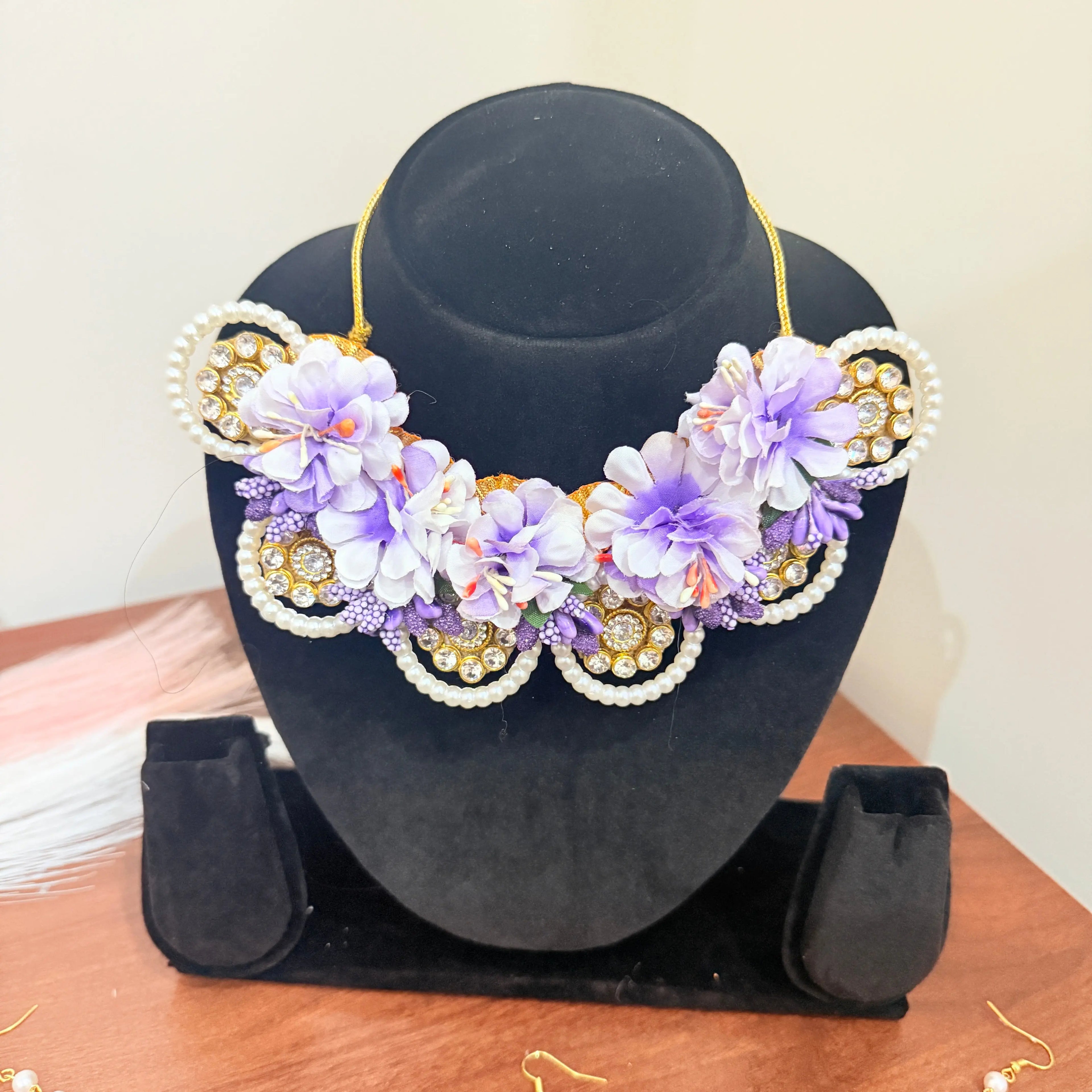 💜🌸 Handcrafted Purple Floral Bridal Jewellery Set | Elegant Haldi & Mehndi Accessories ✨ Shadispecial.com - All Rights Reserved