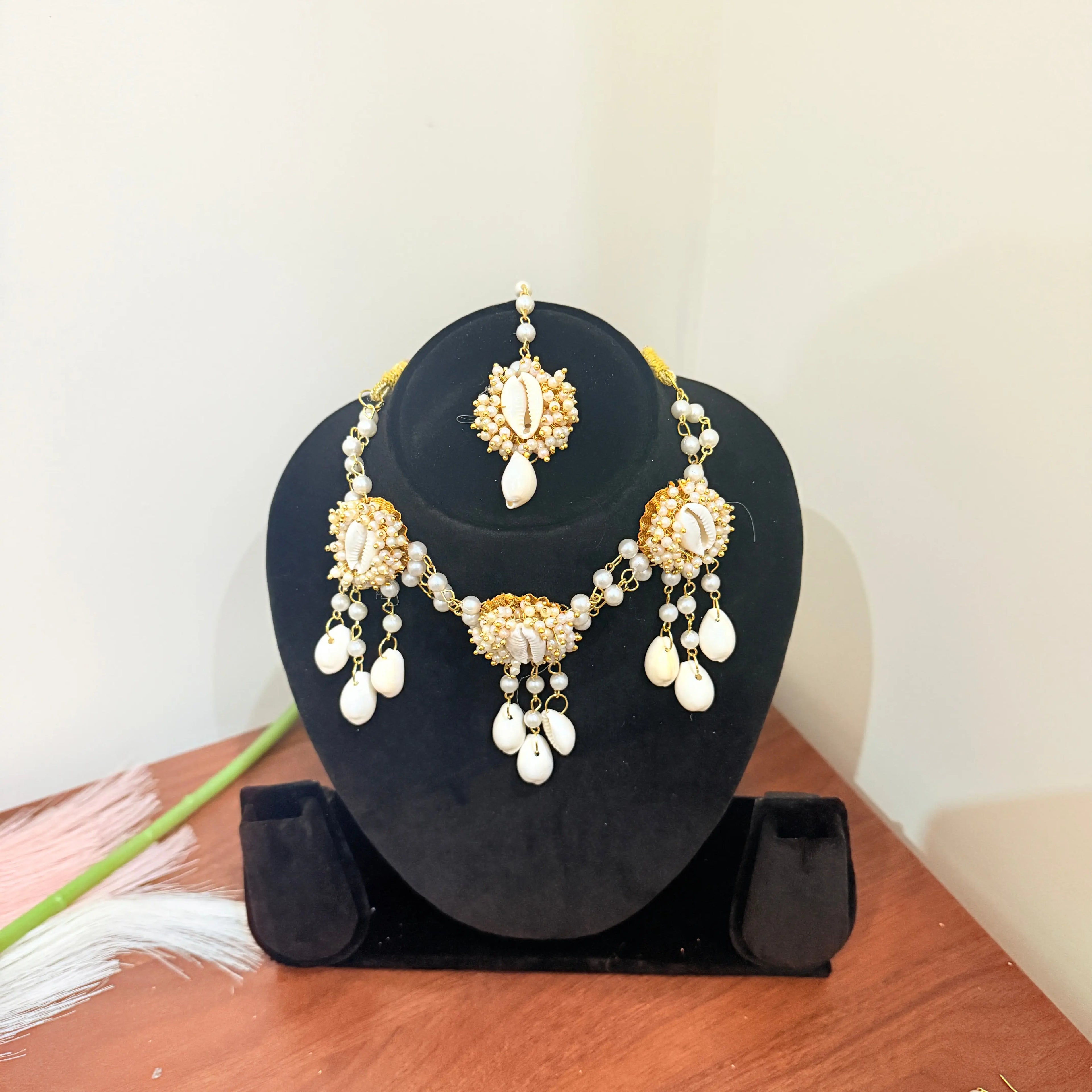 🐚 Elegant Cowrie Shell Haldi Jewellery Set | Bridal Sea Shell Accessories ✨ Shadispecial.com - All Rights Reserved