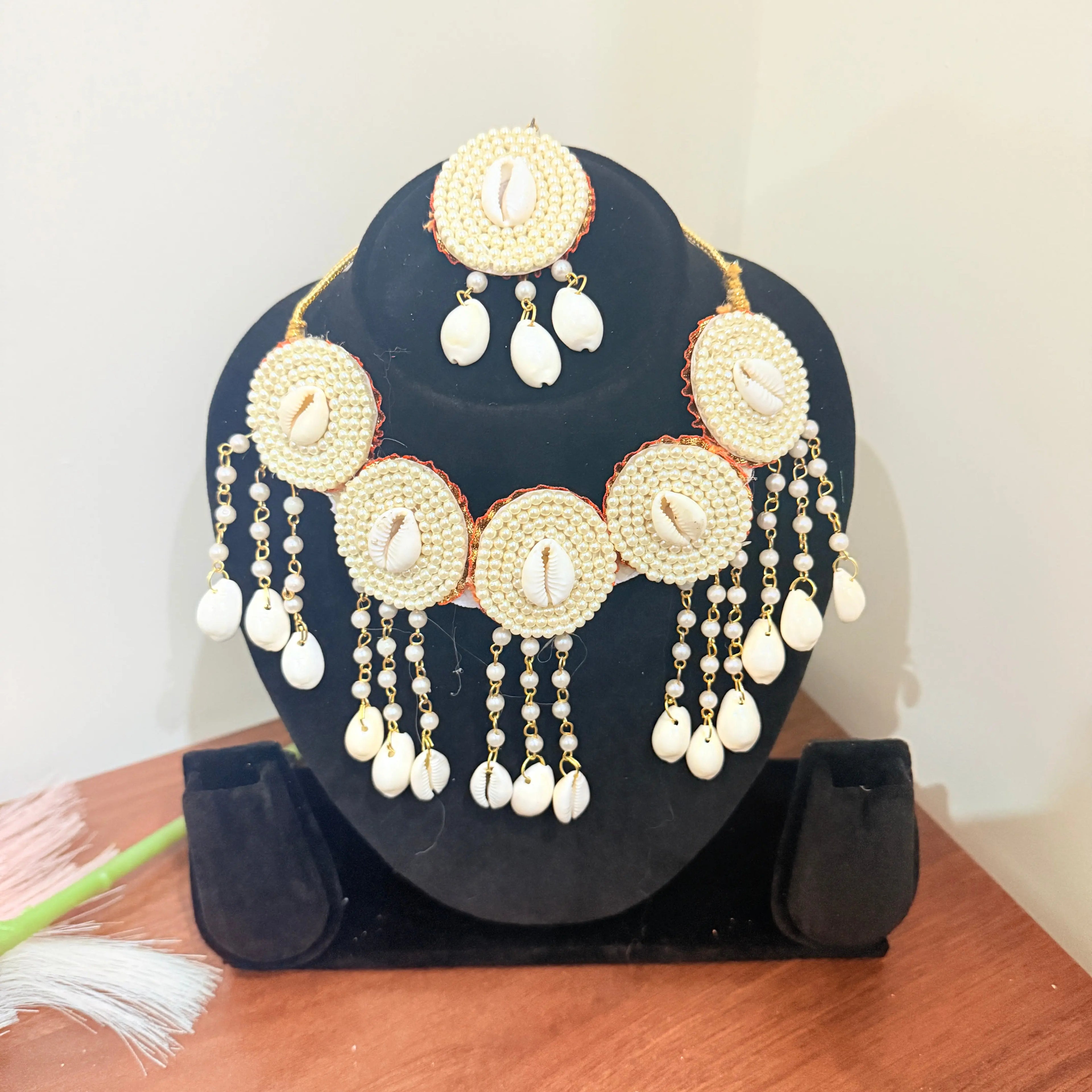 🐚 Handcrafted Cowrie Shell Haldi Jewellery Set | Traditional Bridal Accessories ✨ Shadispecial.com - All Rights Reserved