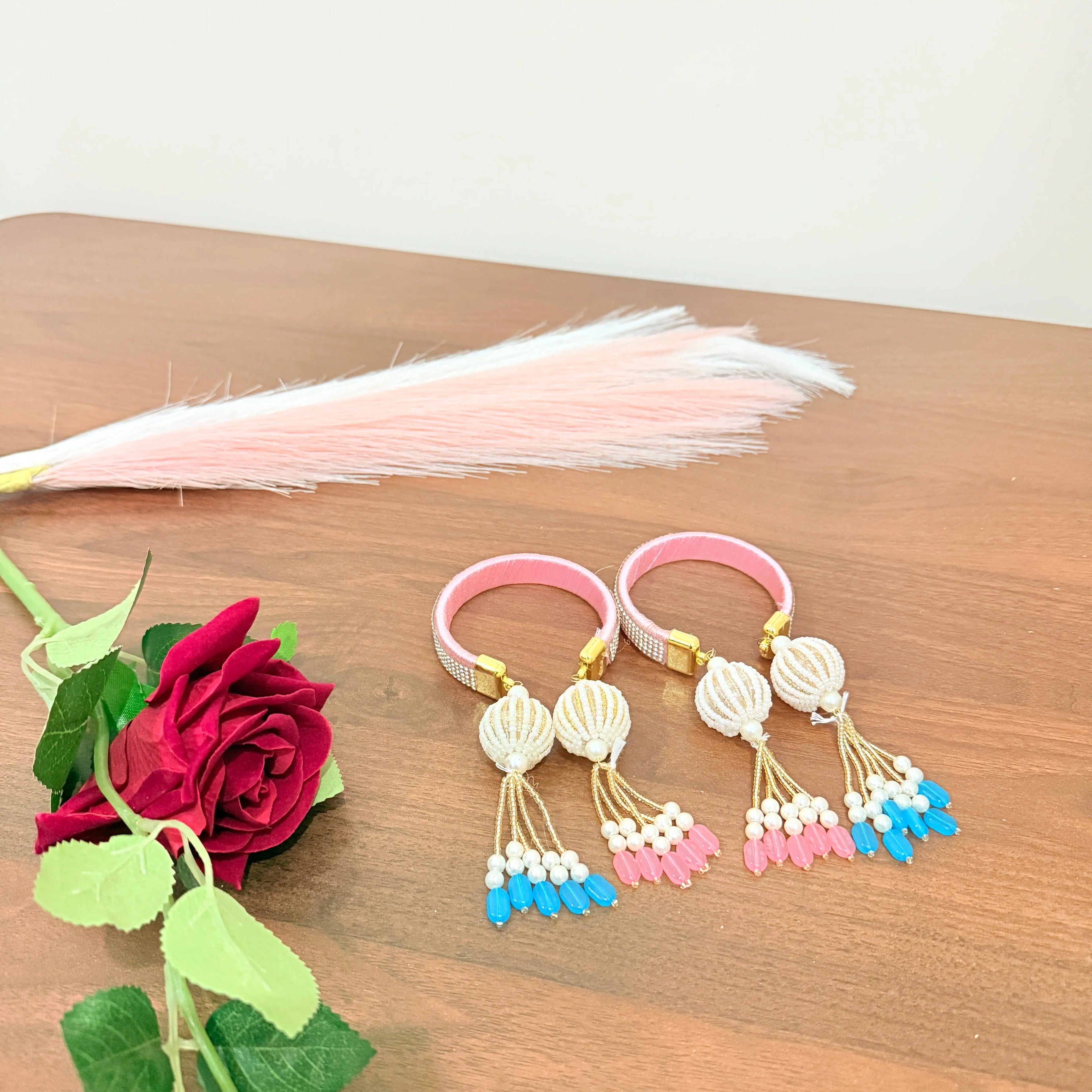 Blue & Pink Beaded Haldi Bridal Jewellery Set 💙🌸 | Handmade Pearl Jewellery for Bride 👰✨ Shadispecial.com - All Rights Reserved