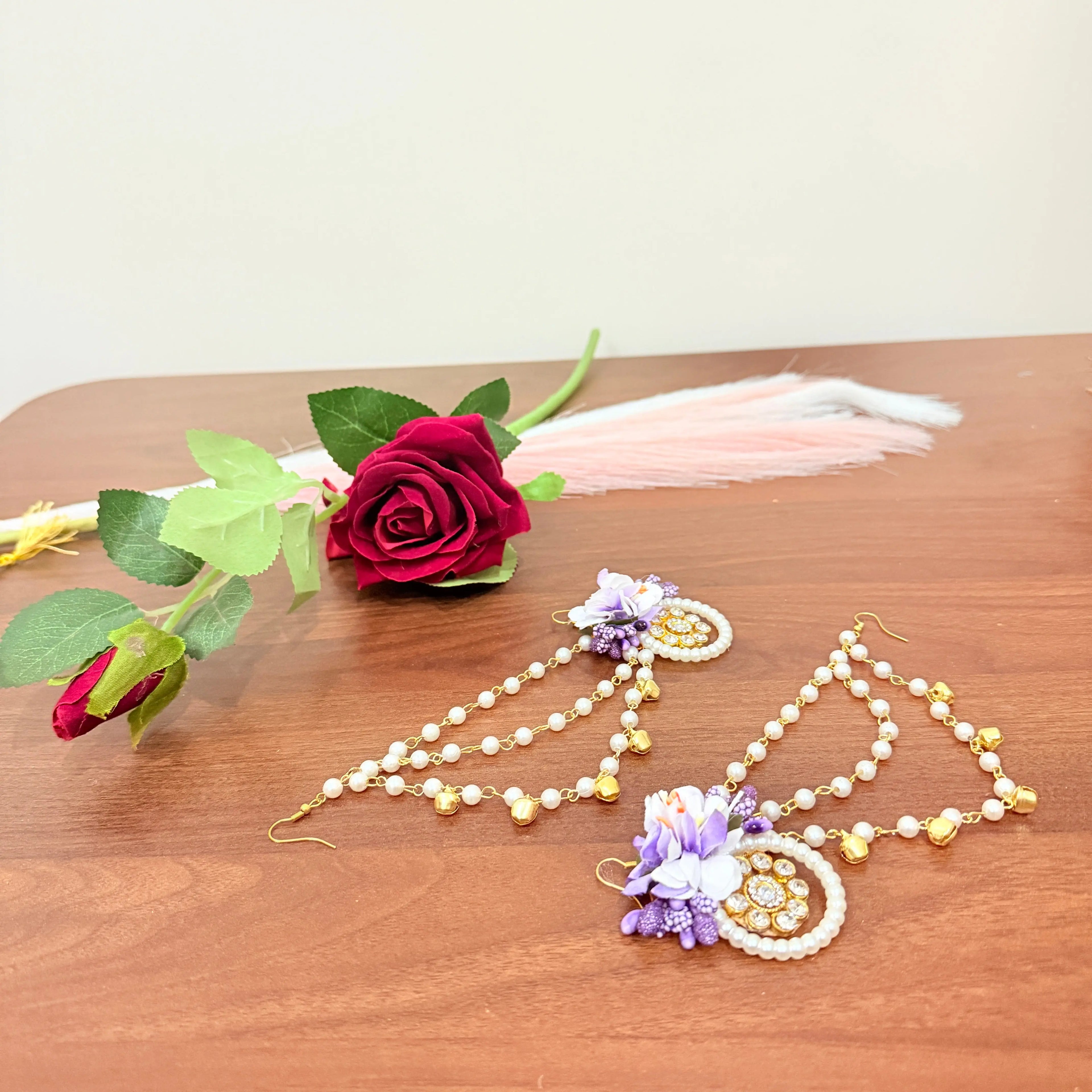 💜🌸 Handcrafted Purple Floral Bridal Jewellery Set | Elegant Haldi & Mehndi Accessories ✨ Shadispecial.com - All Rights Reserved